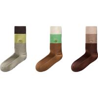 蕉内热皮5系男士棉袜子7A抗菌防臭保暖吸湿长筒透气秋冬季肌理款3双 【华夫格】黑绿绿+灰绿棕+灰灰咖