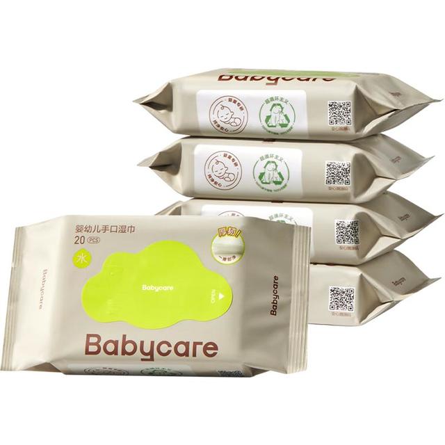 babycare 婴儿手口湿巾加厚绿盖湿巾20抽*5包