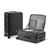 CONWOOD小木侧开盖深仓行李箱可扩展拉杆箱旅行箱20寸登机箱 烟墨黑--侧开盖/带扩展层 28寸【需托运-适合10-15天旅行】