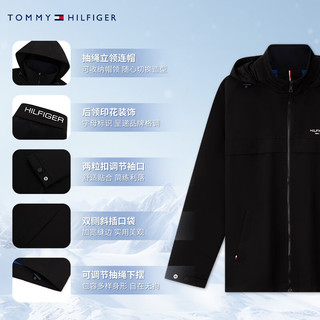TOMMY HILFIGER【潮流风衣款】出走都市25秋冬男软壳夹克/防水可收纳帽外套 【风衣款软壳夹克】经典黑BDS XL （：165-180斤）