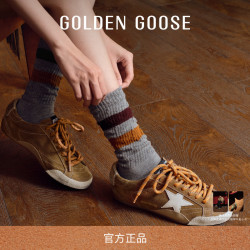 GOLDEN GOOSE 男女款复古双色条纹冷灰色中筒袜GGDB