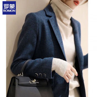 罗蒙2025春秋新款收腰气质西装外套设计感小众显瘦休闲感西服女潮 蓝色-1 234款 4XL 建议130-145斤
