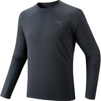 安踏轻暖T丨加绒长袖t恤男士秋季衣跑步吸湿速干衣训练运动服上衣 (薄绒款)黛墨灰-2 S (男165)