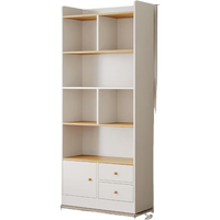 爱派森简易书柜落地靠墙卧室置物柜小型带门储物柜分层收纳柜家用书架 白色宽60高181