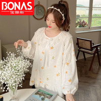 宝娜斯(BONAS)法兰绒绒睡衣两件套女士秋冬季加厚加绒保暖可爱毛绒宽松家居 蕾丝白色 XL 码(120-140斤)
