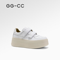 【猛犸面包】GGCC厚底小白鞋女2025秋季魔术贴增高休闲板鞋子 白色 40