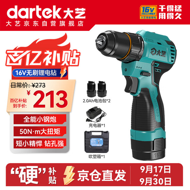大艺 充电钻无刷手电钻家用工业两用双速充电式多功能手电钻3305锂电钻 3305SEA-1