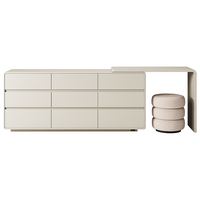 全友家居现代简约伸缩转角梳妆台斗柜一体妆镜卧室床尾柜书桌政府补贴 栀子白|六斗妆台+搭架*2+妆凳 可伸缩/旋转+选配妆镜+科学分区