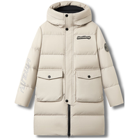 波司登（BOSIDENG）25年男女儿童长款5A抗菌4防面料蓬松连帽羽绒服T250246916DS 麦香米|7C48 165 /84 约 155-165cm 54kg