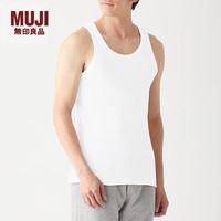 无印良品(MUJI)男式 无缝罗纹织背心 2件装 内衣家居服 FA01CC3S 白色 M