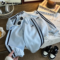 小猪班纳儿童卫衣套装春秋季男女童运动韩版时尚洋气中大童两件套童装 T06圆领卫衣套装天蓝 130 cm