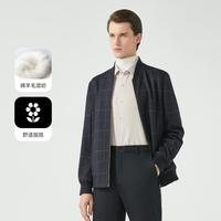 劲霸男装 秋季商务休闲羊毛混纺棒球领夹克外套薄毛呢茄克