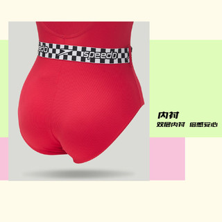 Speedo速比涛女士泳衣U型露背休闲修身显瘦抗氯防晒泳衣 40/175cm/XXL 红色   抗氯防晒