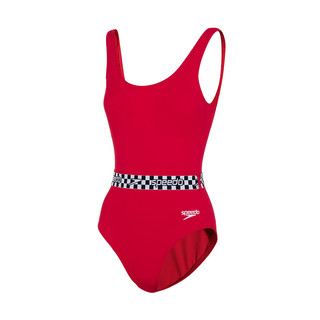 Speedo速比涛女士泳衣U型露背休闲修身显瘦抗氯防晒泳衣 40/175cm/XXL 红色   抗氯防晒