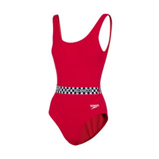 Speedo速比涛女士泳衣U型露背休闲修身显瘦抗氯防晒泳衣 40/175cm/XXL 红色   抗氯防晒