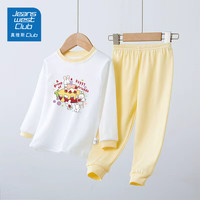 JEANSWEST CLUB真维斯集团儿童秋衣套装女童家居服男童秋冬款睡衣纯棉内衣套 【秋衣套装】黄色-草莓蛋糕 100 身高80-90CM