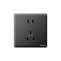 霍尼韦尔(Honeywell)开关插座面板 10A正五孔插座86型暗装超薄墙壁插A8磨砂黑