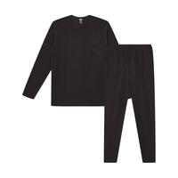 宜而爽【含山羊绒蚕丝】7A抑菌防螨男女保暖内衣套装无痕磨毛秋衣秋裤 男款黑色 XXL（女175/男180）