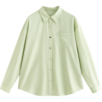 初语竹纤维抑菌衬衫女2024春夏通勤百搭纯色防晒长袖开衫上衣 浅绿色 M