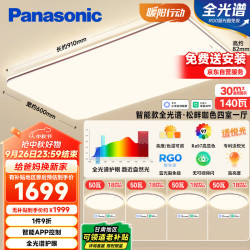 松下 Panasonic 吸顶灯客厅灯全光谱智能大功率超薄护眼 咖色米家款四室一厅 HHXSX164