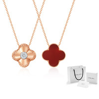 IDOKAWA 四叶草项链 红玛瑙 PG4012RB