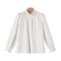 晚白2025秋款复古波点休闲全棉立领印花衬衫女 波点 S