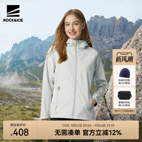 ROCKICE冲锋软壳衣女户外防风保暖外套徒步登山休闲加绒夹克 1 XXL