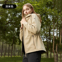 ROCKICE冲锋软壳衣女户外防风保暖外套徒步登山休闲加绒夹克 深米色/030【拒水防泼防风保暖】 M