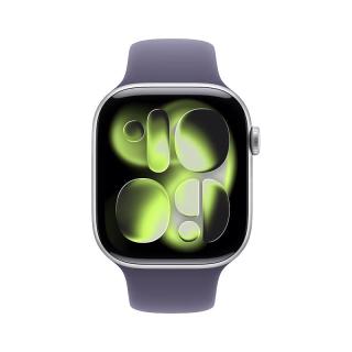 Apple Watch Series 11 智能手表 GPS版 46mm 银色铝金属表壳 雾紫色运动型表带 M/L