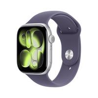 Apple Watch Series 11 智能手表 GPS版 46mm 银色铝金属表壳 雾紫色运动型表带 S/M