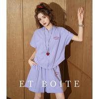 Et Boite/法文箱子 2025夏季薄款速干时尚套装女休闲圆领短袖T恤宽松短裤两件套