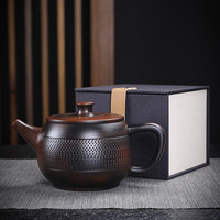YTYIN建水紫陶茶壶大容量手工雕刻紫砂壶凤鸣壶功夫茶具中式泡茶壶云南 紫陶仿缸-单壶礼盒装