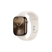 Apple 苹果 Watch Series 10 智能手表 GPS+蜂窝网络款 46mm 钛金属金色 星光色橡胶表带 S/M
