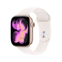 Apple Watch Series 11 智能手表 GPS版 46mm 玫瑰金色铝金属表壳 淡桃粉色运动型表带 M/L