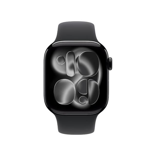 Apple Watch Series 11 智能手表 GPS版 42mm 亮黑色铝金属表壳 黑色运动型表带 S/M