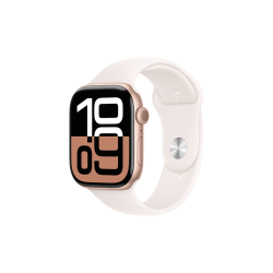 Apple Watch Series 10 智能手表 GPS+蜂窝网络款 46mm 玫瑰金色 淡桃粉色橡胶表带 M/L
