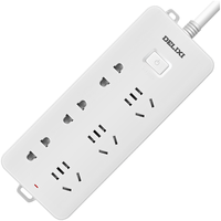 DELIXI 德力西 CD98J-LK3X3Z5 新国标插座 三位五孔+三位两孔 5m