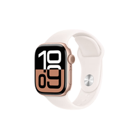 Apple 苹果 Watch Series 10 智能手表 GPS+蜂窝网络款 42mm 玫瑰金色 淡桃粉色橡胶表带 S/M
