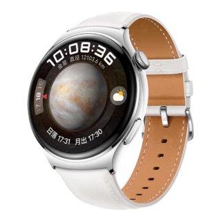 华为 WATCH 4 eSIM 智能手表 46mm 金星白 白色真皮表带（北斗、GPS