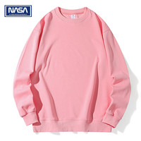 NASAR-FARM清仓 卫衣男春秋季款圆领上衣青年重磅华棉宽松打底衫女 纯色-粉色 L (115-130斤)
