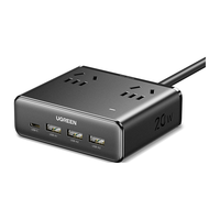 绿联 S620 氮化镓20W快充插排 3A1C-8合1-黑色1.5米