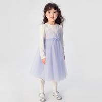 巴拉巴拉 甜美高级感儿童裙子秋季女童裙子婴幼裙子假两件公主裙网纱连衣裙