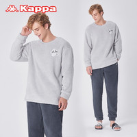 KAPPA卡帕睡衣男秋冬米粒绒加厚保暖套头笑脸可外穿男士家居服套装 灰色 L (120-140斤)
