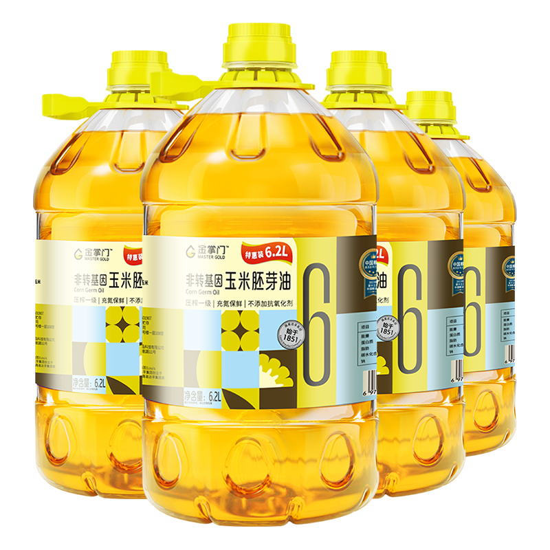 金掌门食用油非转基因压榨一级玉米胚芽油 6.2L*4 (富含植物甾醇) 【整箱装】玉米油 6.2L*4桶