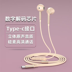 KERZY 有线耳机Type c半入耳式HIFI音效双音驱动立体环绕360°全景重低音防水防尘线控带麦降噪通话米黄色
