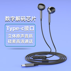 KERZY 有线耳机Type c半入耳式HIFI音效双音驱动立体环绕360°全景重低音防水防尘线控带麦降噪通话 黑灰色