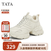 他她(TATA)厚底复古老爹鞋女鞋2025春季 米色(绒里) 37