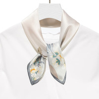 达芬奇密码纯桑蚕丝小方巾领巾中国风真丝 女士气质 桃李芬芳 米色 55*55cm