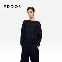 ERDOS 25秋冬一字领亮片纱马海毛蓬松保暖女套衫针织衫 黑 2XL 175/96A