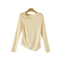 晚白2025秋款时尚上衣气质设计感含羊毛亲肤设计感针织衫女 米杏色 M